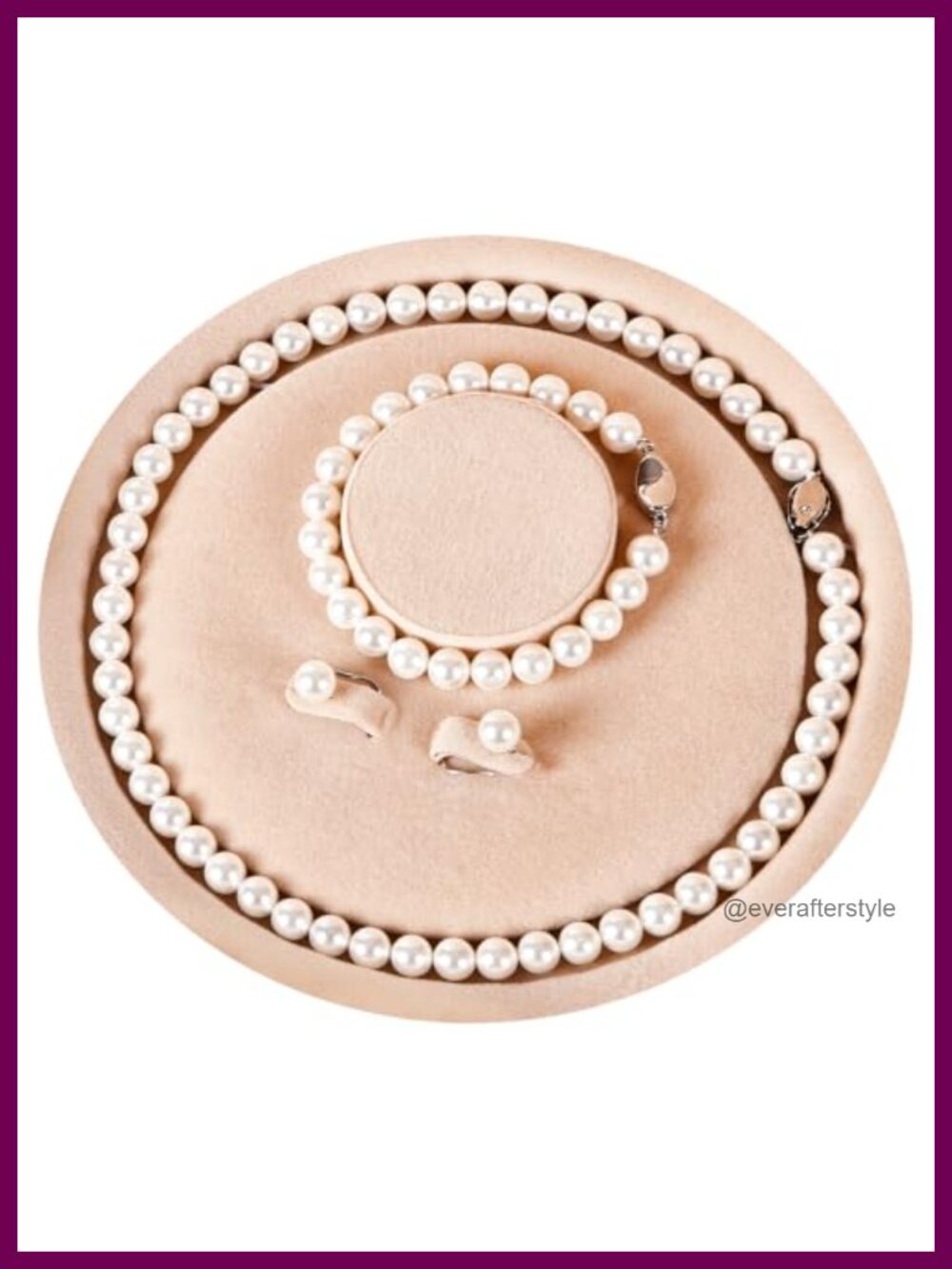 Pearl Necklace Set with Bracelet and Stud Earrings